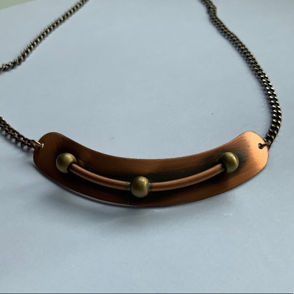 VTG Mid Century Modern Copper Bar Choker Necklace - Picture 5 of 6